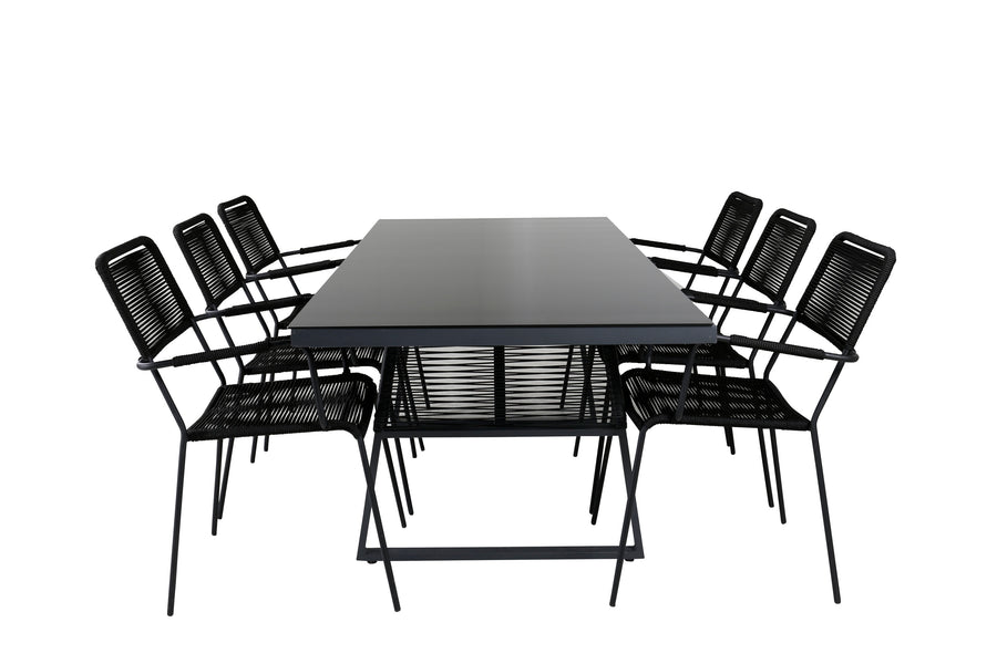 Eettafel Dallas & stoelen Lindos 