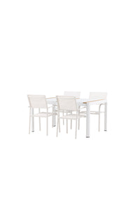 De eettafel Togo met de stoelen Santorini 