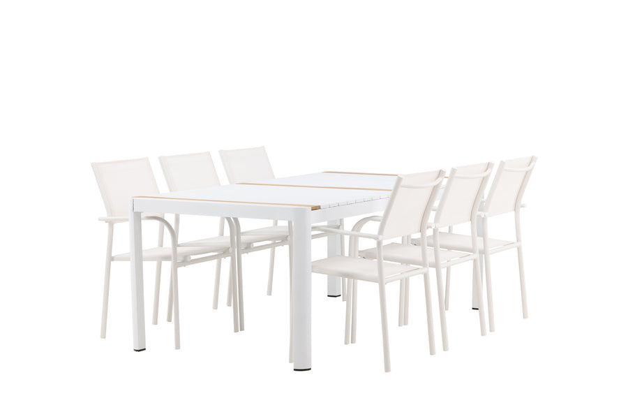 Eettafel Togo met de stoelen Santorini 