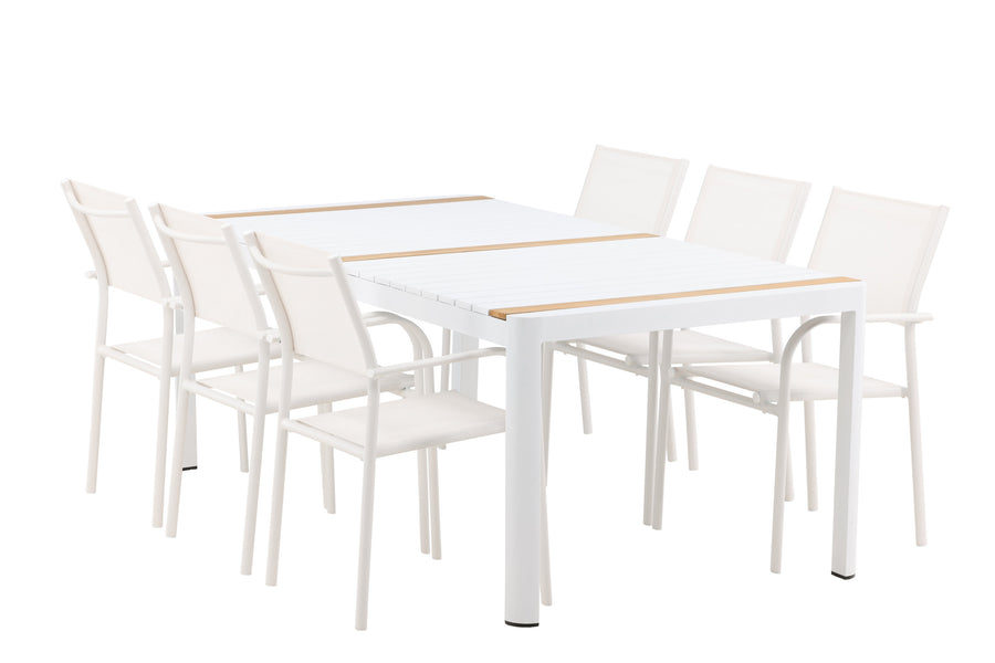 Eettafel Togo met de stoelen Santorini 