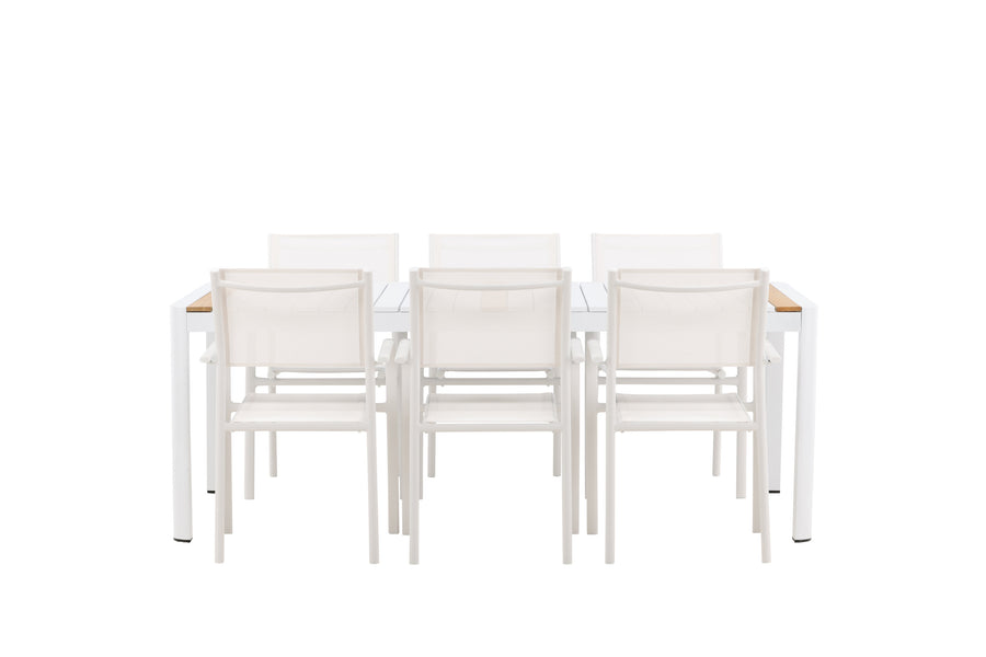 Eettafel Togo met de stoelen Santorini 