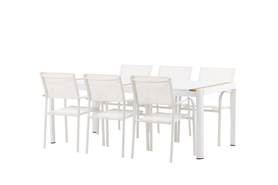 Eettafel Togo met de stoelen Santorini 
