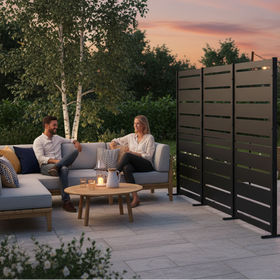 RAMA inkijkbescherming 3 secties hoog, zwart, L240 x D30 x H153 cm