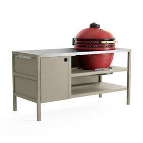 UMAMI Buitenkeuken Module 3 voor kamado + Kamado BONO Limited, beige / roestvrij staal / rood