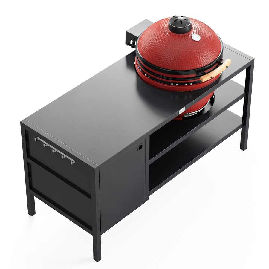 UMAMI Buitenkeuken Modul 3 voor kamado + Kamado BONO Limited, zwart / rood