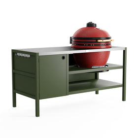 UMAMI Buitenkeuken Module 3 voor kamado + Kamado BONO Limited, groen / roestvrij staal / rood