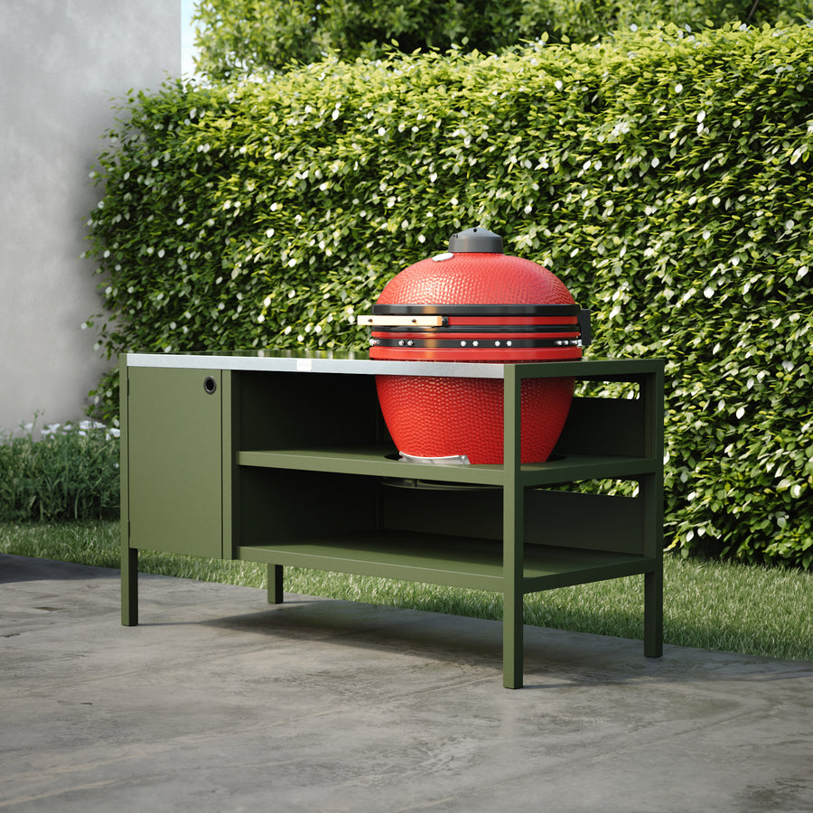 UMAMI Buitenkeuken Module 3 voor kamado + Kamado BONO Limited, groen / roestvrij staal / rood