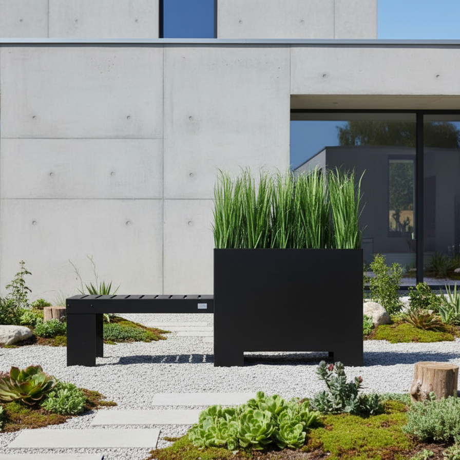 BOTANI bank en bloempot, zwart