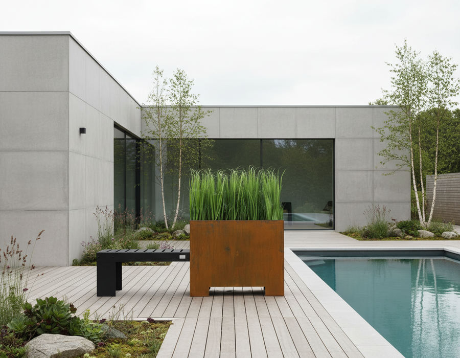 BOTANI bank en pot, zwart / corten