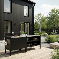 Specialprijs UMAMI buitenkeuken module 1 + 2 incl. hoes, zwart / roestvrij staal