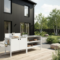 Speciale prijs UMAMI buitenkeuken module 1 + 2 incl. hoes, wit / roestvrij