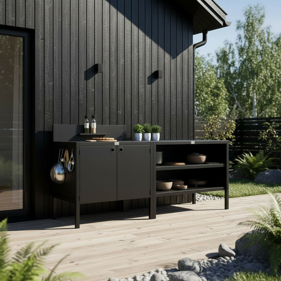 Specialprijs UMAMI buitenkeuken module 1 + 2 incl. hoes, zwart