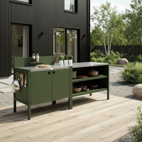 Speciale prijs UMAMI buitenkeuken module 1 + 2 incl. hoes, groen / roestvrij staal