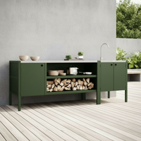 UMAMI buitenkeukenpakket, wasmodule en module 3, groen/roestvrij