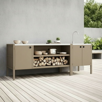 UMAMI buitenkeukenpakket, spoelmodule en module 3, beige / roestvrij staal