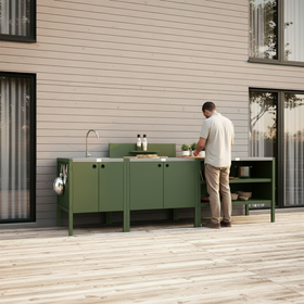 UMAMI buitenkeukenpakket, wasmodule, module 1 en module 2, groen/roestvrij