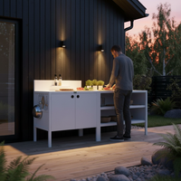 Speciale prijs UMAMI buitenkeuken module 1 + 2 inclusief hoes, wit