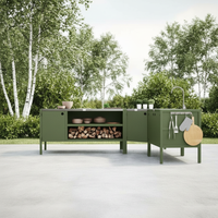 UMAMI buitenkeukenpakket, wasmodule, hoekmodule, module 3, groen/roestvrij