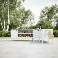 UMAMI buitenkeukenpakket, spoelmodule, hoekmodule, module 3, wit / roestvrij staal
