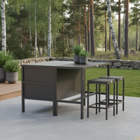 Umami module 2 met bartafel en 2 barkrukken, zwart/roestvrij