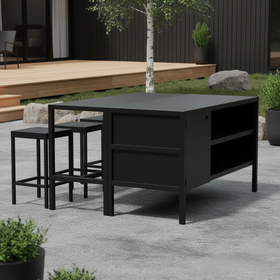 Umami module 3 met bartafel en 3 barkrukken, zwart