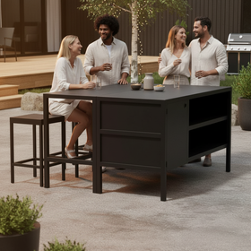 Umami module 3 met bartafel en 3 barkrukken, zwart