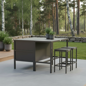 Umami module 2 met bartafel en 2 barkrukken, zwart