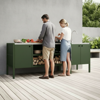 UMAMI buitenkeukenpakket, wasmodule en module 3, groen/roestvrij