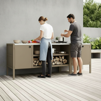UMAMI buitenkeukenpakket, spoelmodule en module 3, beige / roestvrij staal