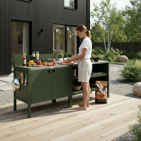 Speciale prijs UMAMI buitenkeuken module 1 + 2 incl. hoes, groen / roestvrij staal
