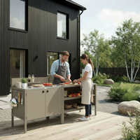 Specialprijs UMAMI buitenkeuken module 1 + 2 incl. hoes, beige / roestvrij staal