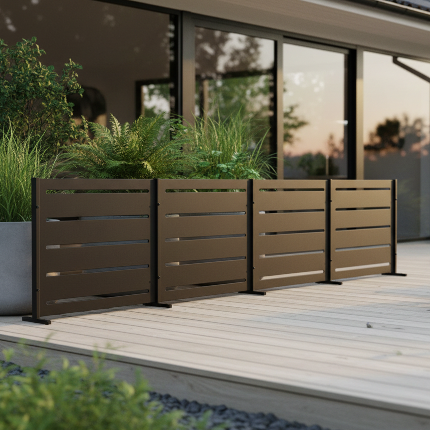 RAMA inkijkbescherming 4 secties laag, zwart, L320 x D30 x H80 cm