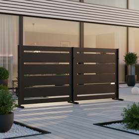 RAMA inkijkbescherming 2 sectie laag, zwart, L160 x D30 x H80 cm