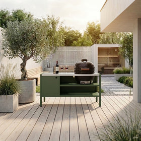 UMAMI Buitenkeuken Module 3 + zwarte kamado NORDIC FLAME, groen / roestvrij