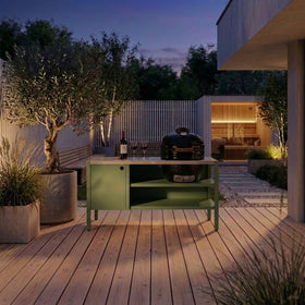 UMAMI Buitenkeuken Module 3 + zwarte kamado NORDIC FLAME, groen / roestvrij