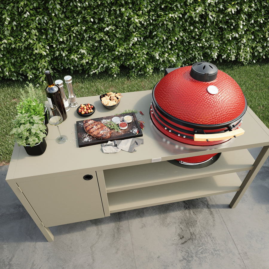 UMAMI Buitenkeuken Modul 3 voor kamado + Kamado BONO Limited, beige / rood