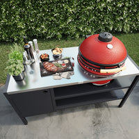 UMAMI Buitenkeuken Module 3 voor kamado + Kamado BONO Limited, zwart / roestvrij staal / rood