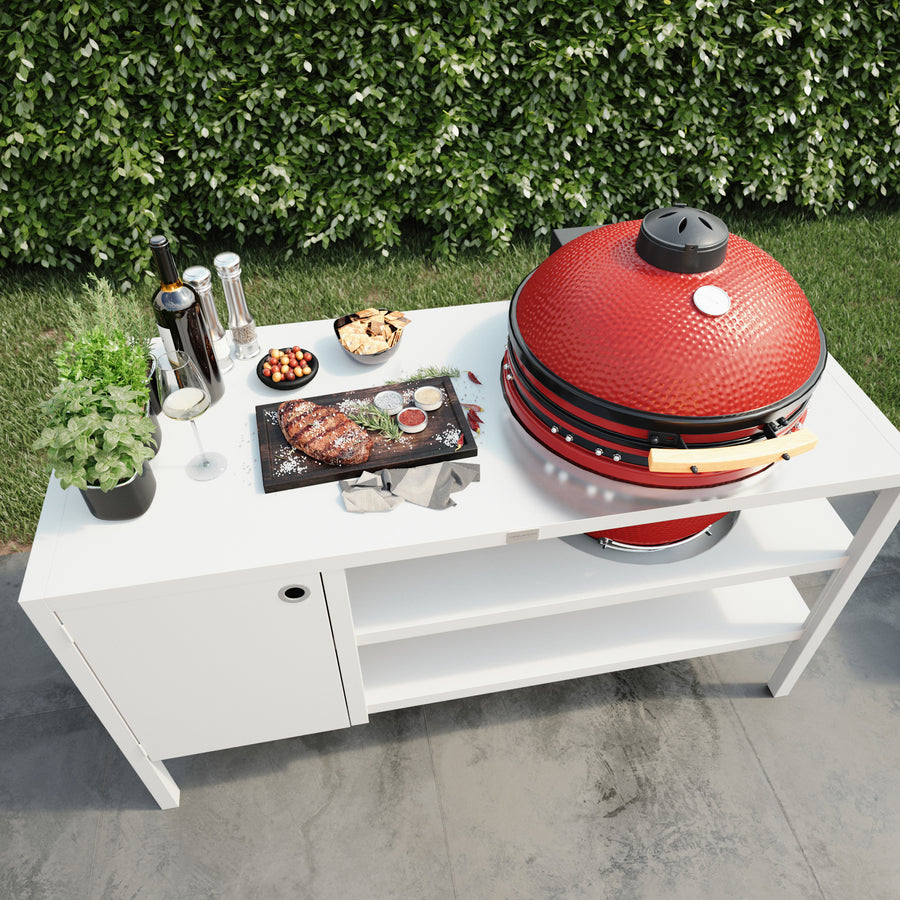 UMAMI Buitenkeuken Modul 3 voor kamado + Kamado BONO Limited, wit / rood