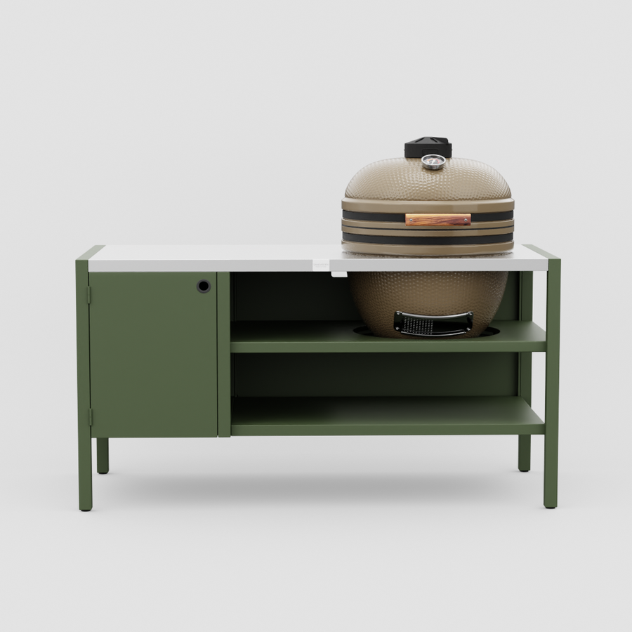 UMAMI Module 3, groen / roestvrij staal + beige kamado NORDIC FLAME 