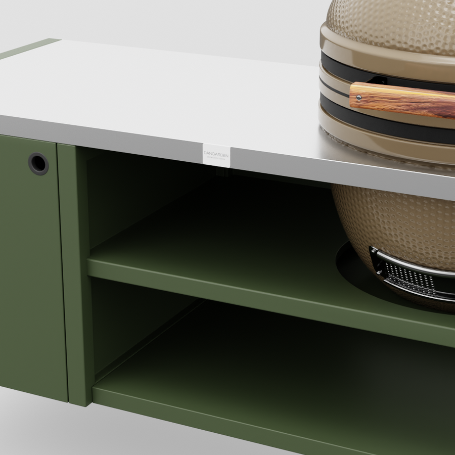 UMAMI Module 3, groen / roestvrij staal + beige kamado NORDIC FLAME 