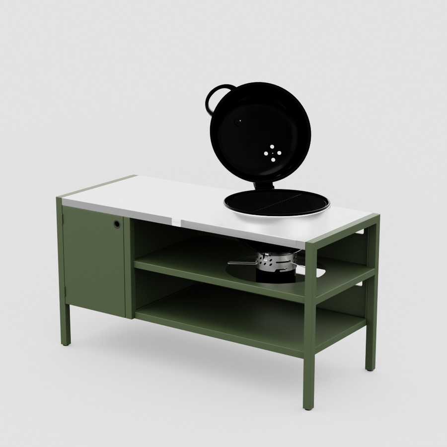 UMAMI module 3, groen / roestvrij staal + kogelgrill NORDIC FLAME 
